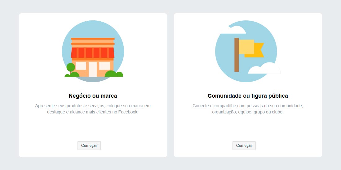 Categorias de Páginas do Facebook
