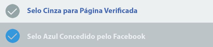 Selos de verificação de páginas do Facebook